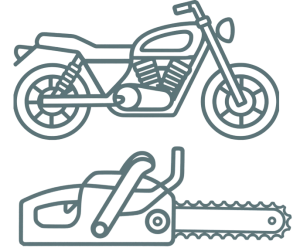 Motorcycle and chainsaw